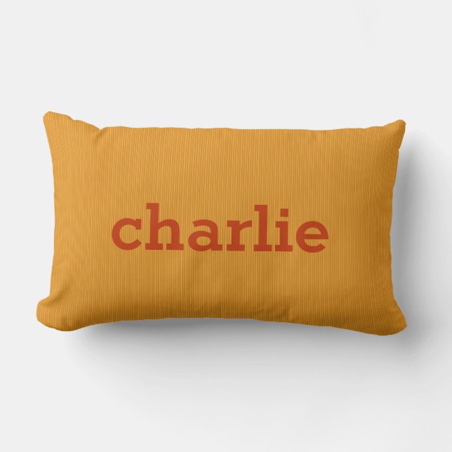 Orange/Yellow Stripes custom monogram throw pillow (Front)