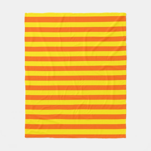 Orange Yellow Stripes Design  Fleece Blanket (Front)