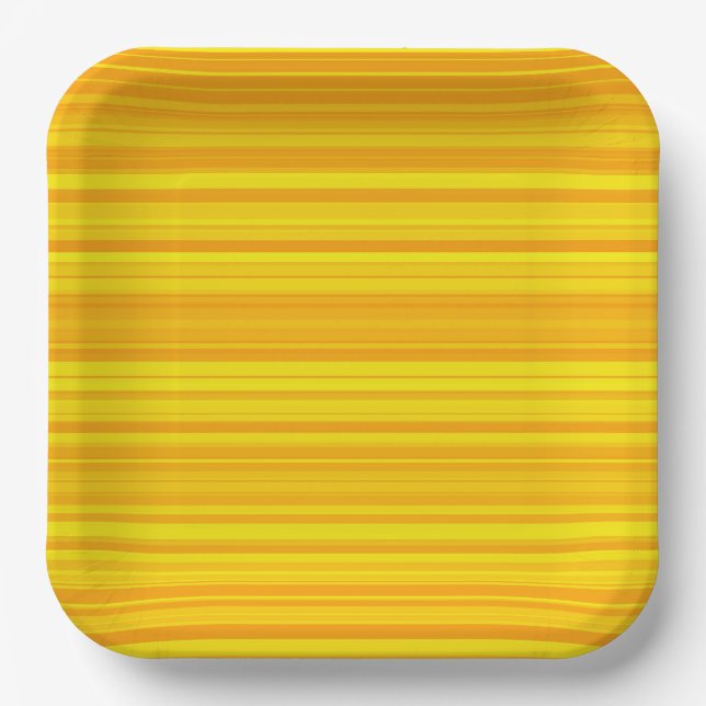 Orange Yellow Stripes Paper Plate (Front)