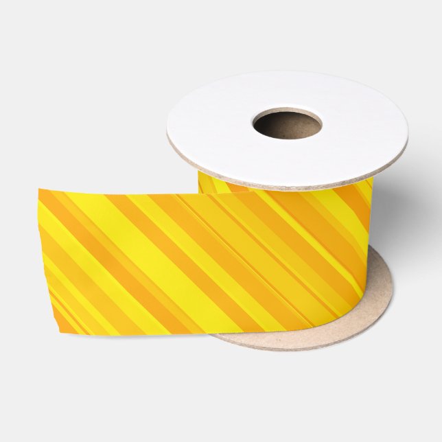 Orange Yellow Stripes Satin Ribbon (Spool)