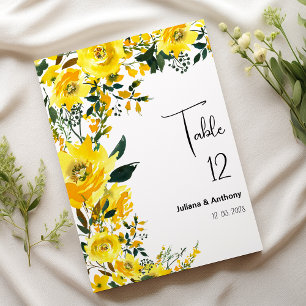 Orange yellow summer botanic floral Table Numbers