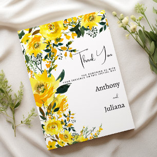 Orange yellow summer botanic floral Thank You Invitation