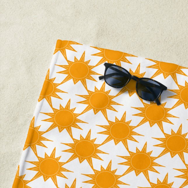 Orange Yellow Sunny Suns Beach Towel (In Situ)