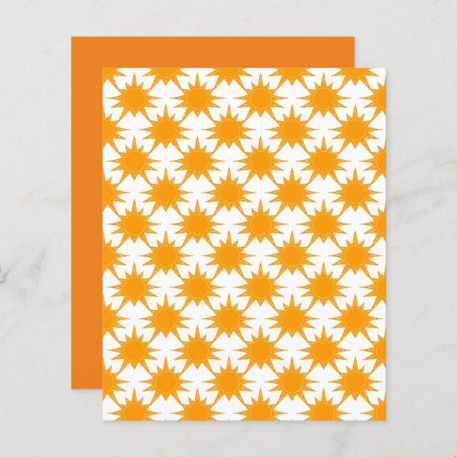 Orange Yellow Sunny Suns Scrapbook Paper (Front/Back)