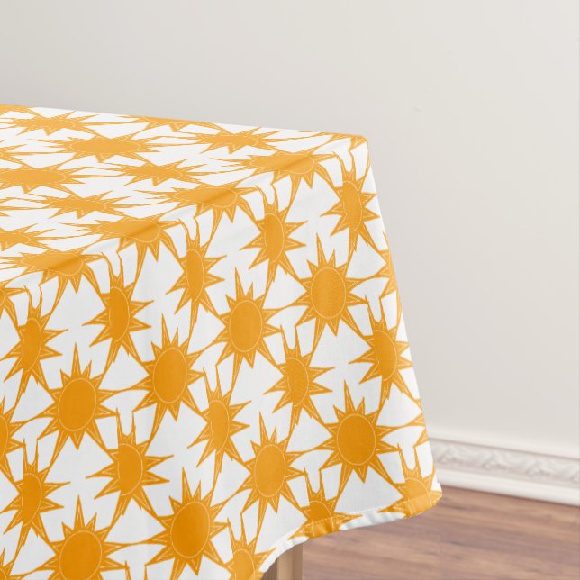 Orange Yellow Sunny Suns Tablecloth (In Situ)