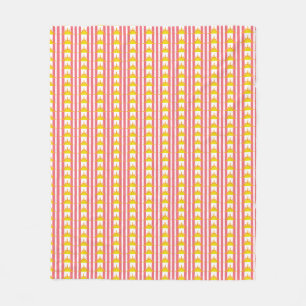 Orange Yellow Suns on Pink Stripes Fleece Blanket