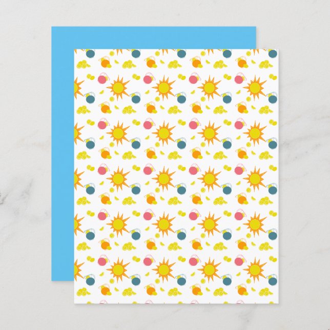 Orange Yellow Suns Yellow Lemons Scrapbook Paper (Front/Back)