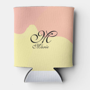 Orange yellow watercolor retro add your monogram can cooler
