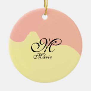 Orange yellow watercolor retro add your monogram ceramic tree decoration