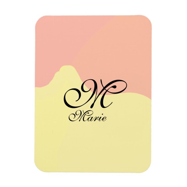 Orange yellow watercolor retro add your monogram  magnet (Vertical)