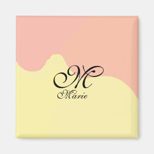 Orange yellow watercolor retro add your monogram magnet