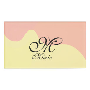 Orange yellow watercolor retro add your monogram  name tag