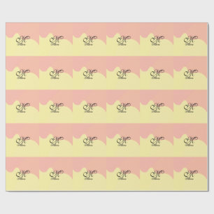 Orange yellow watercolor retro add your monogram wrapping paper