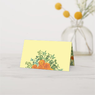 Orange Yellow Wedding Roses Spring Place Card