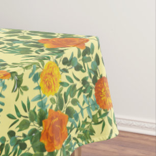 Orange Yellow Wedding Roses Spring Tablecloth