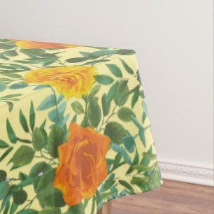 Orange Yellow Wedding Roses Spring Tablecloth