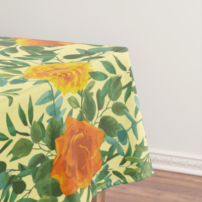 Orange Yellow Wedding Roses Spring Tablecloth (In Situ)