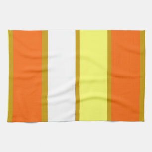 Orange, Yellow, White and Gold Stripes Tea Towel