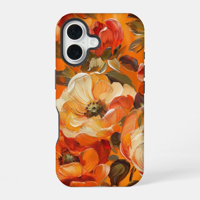 ORANGE YELLOW WHITE FALL ANEMONE POPPY FLOWERS iPhone 16 CASE (Back)