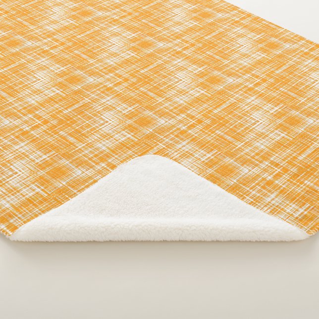 Orange Yellow White Modern Stripe Pattern Sherpa Blanket (3/4)