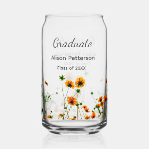 Orange yellow wildflowers modern graduatie rustic can glass