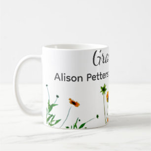 Orange yellow wildflowers modern graduatie rustic coffee mug