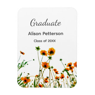 Orange yellow wildflowers modern graduatie rustic magnet