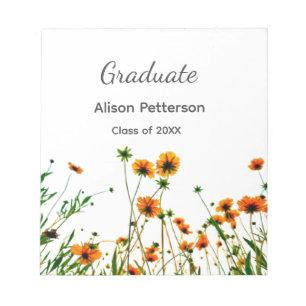 Orange yellow wildflowers modern graduatie rustic notepad