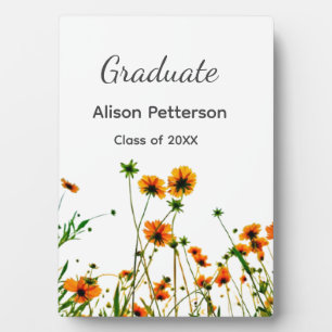 Orange yellow wildflowers modern graduatie rustic plaque