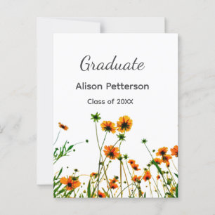 Orange yellow wildflowers modern graduatie rustic postcard