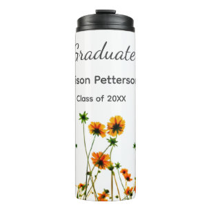 Orange yellow wildflowers modern graduatie rustic thermal tumbler