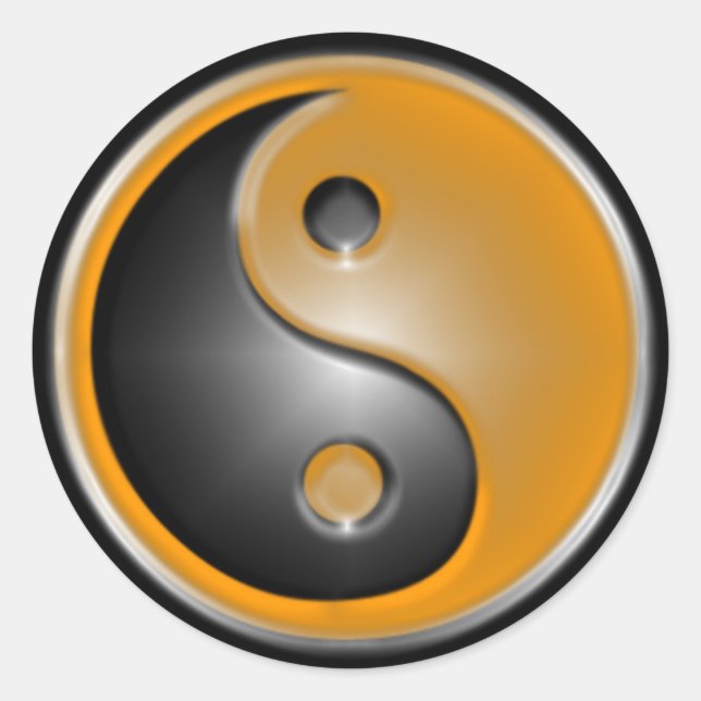 Orange Yin Yang Classic Round Sticker (Front)