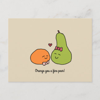 "Orange You a Fine Pear" Postcard