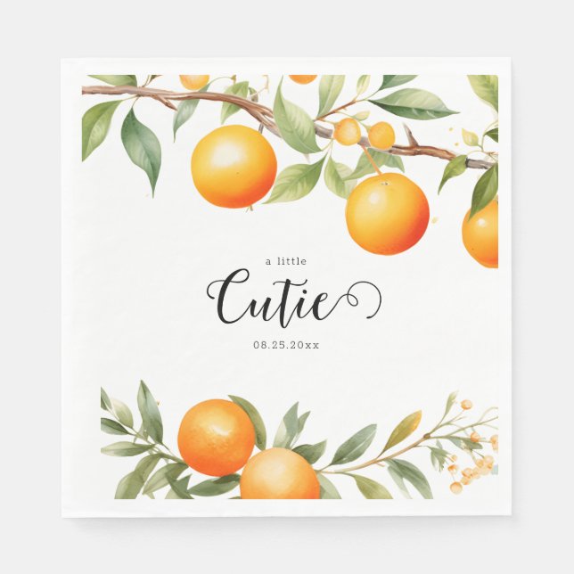 Orange You A Little Cutie Baby Shower Napkins (Front)