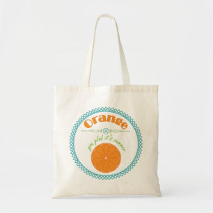 Orange You Glad It's Summer with Blue Border Tote Bag