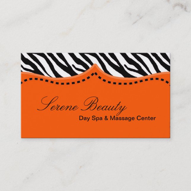 Orange Zebra Print Animal Pattern Business Card (Front)