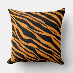 Orange Zebra Striped Cushion