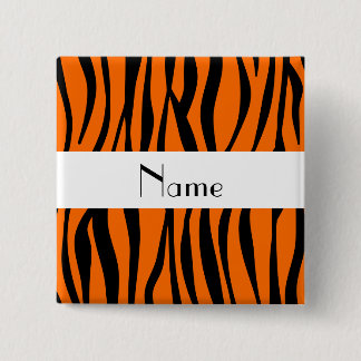 Orange zebra stripes white stripe 15 cm square badge