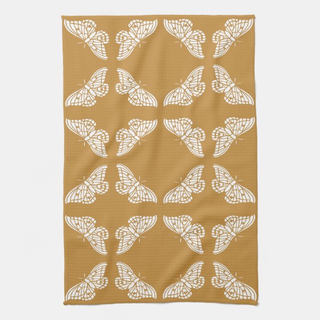 Orange Zest Arts and Crafts Butterflies Tea Towel (Vertical)