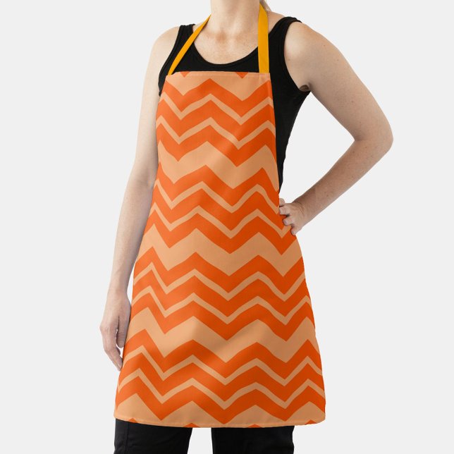 Orange Zigzag Chevron Pattern Design  Apron (Creator Uploaded)
