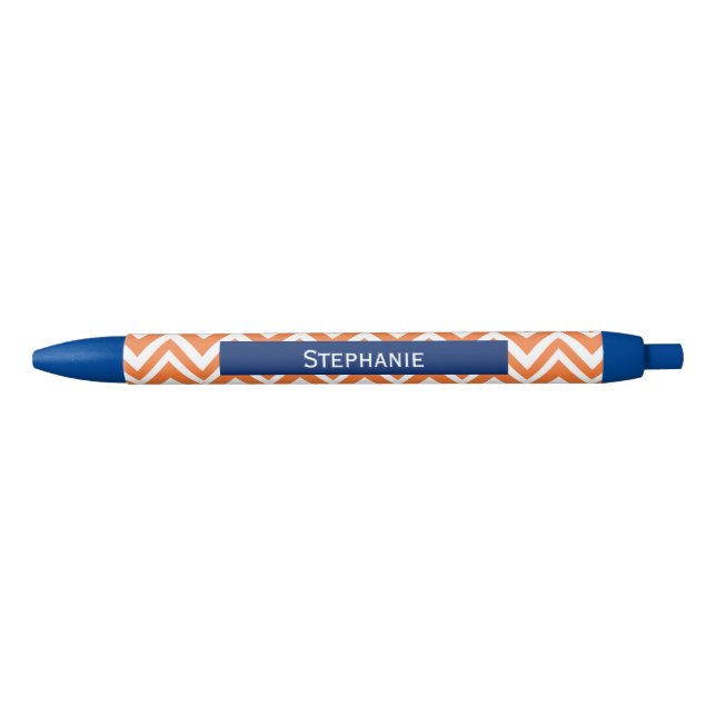 Orange Zigzag Pattern with Royal Blue Black Ink Pen (Front)