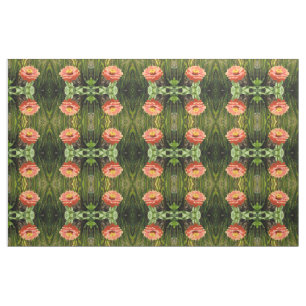Orange Zinnia Flower Floral Patterned Fabric