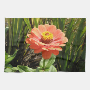 Orange Zinnia Flower Kitchen Towel