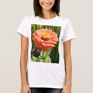 Orange Zinnia Flower Ladies T Shirt