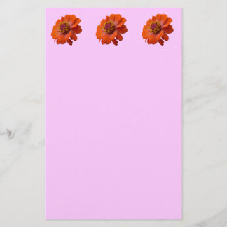 Orange Zinnia Wildflower Nature Floral Stationery