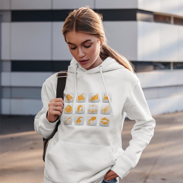 Orange Zodiac Signs Astrology Symbols Hoodie (Creator Uploaded)