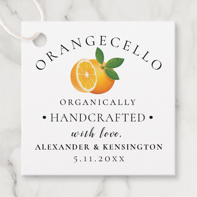 Orangecello Bottle Wedding Favour Tags (Front)