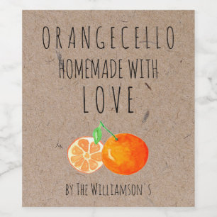 Orangecello Homemade with Love  Kraft Paper Wine Label