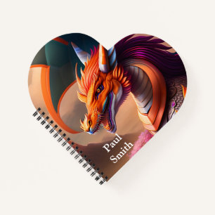 Oranger Drache, fantasievolle Digital Art Notebook