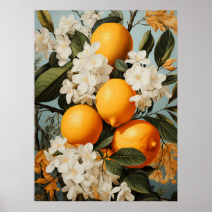 Oranges and Blossoms Greenery Poster